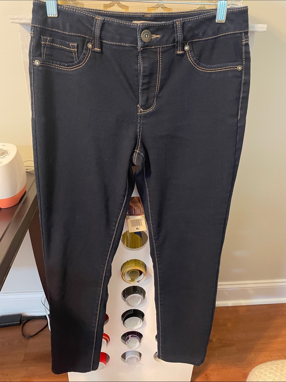 Blue Spice Navy Skinny Jeans with Contrast Stitching